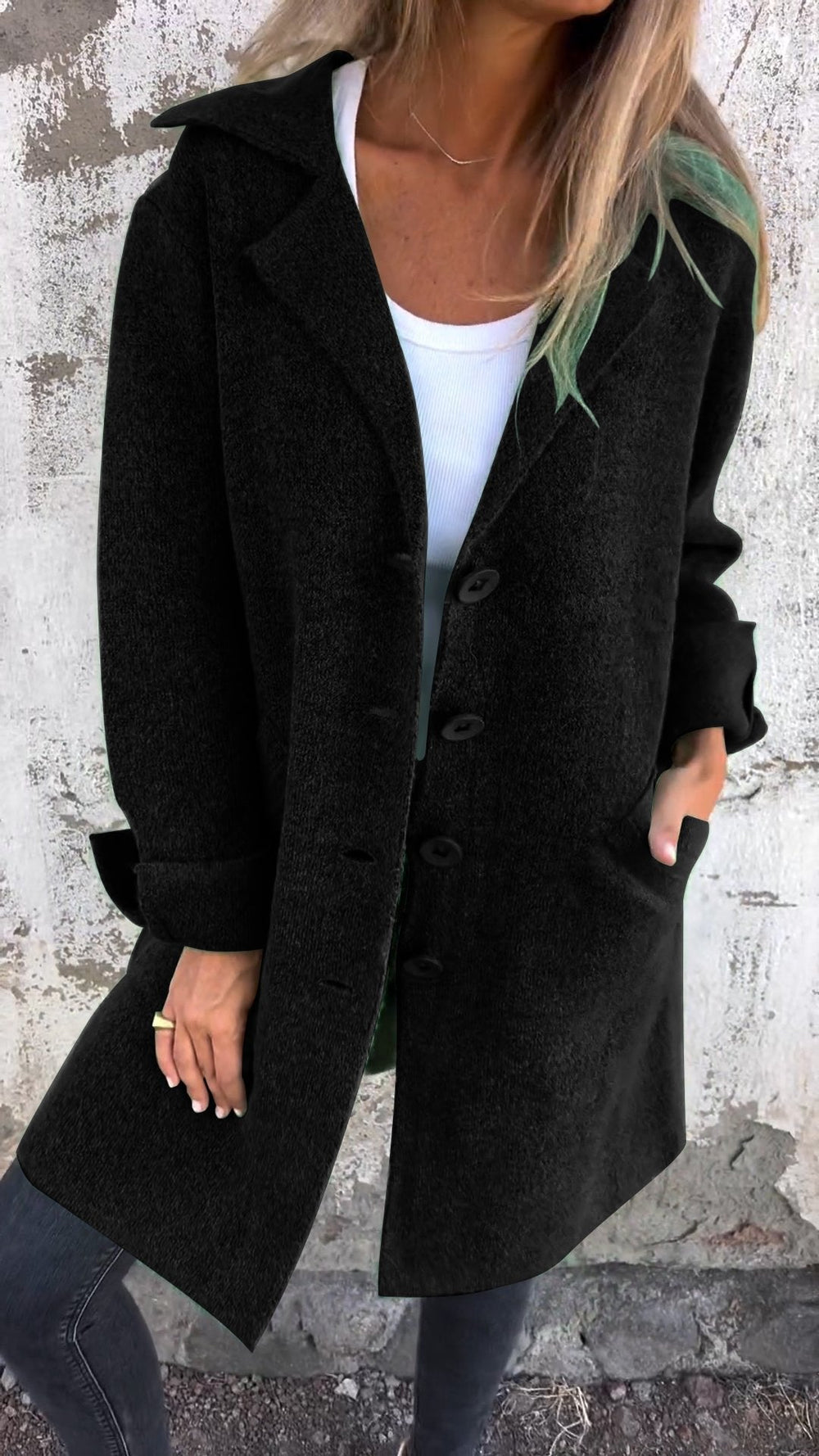 Mila - Elegante Lange Jas met Knoopsluiting