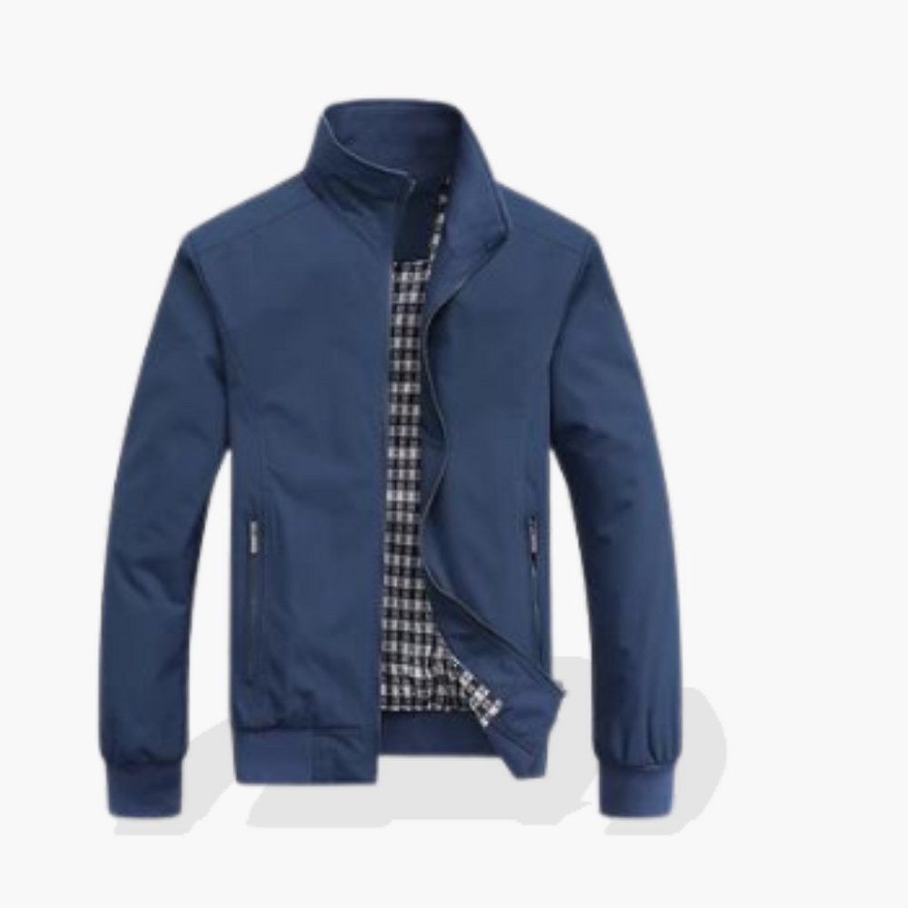 Wind- en waterdichte herenjas met comfortabele voering.