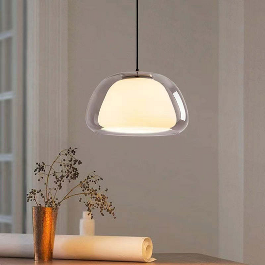LumoGlas | Moderne melkglazen hanglamp | Grijs