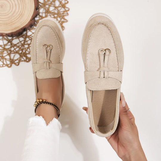 Solvina | Dames Elegante Loafers met Kwastje | Beige