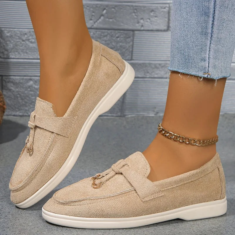 Solvina | Dames Elegante Loafers met Kwastje | Beige