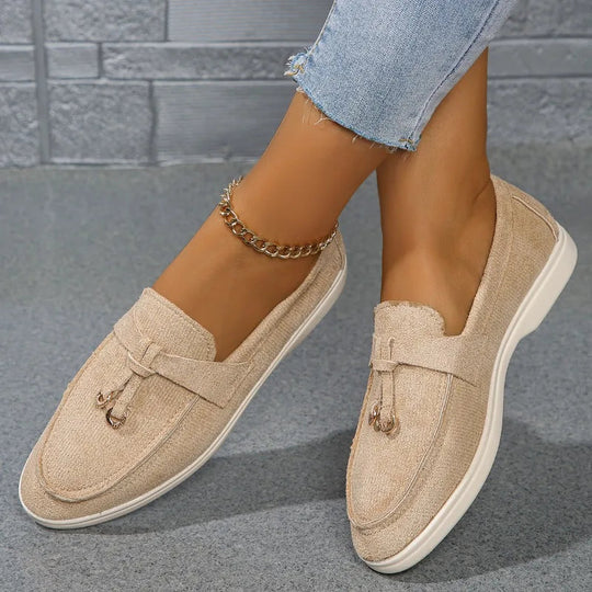 Solvina | Dames Elegante Loafers met Kwastje | Beige