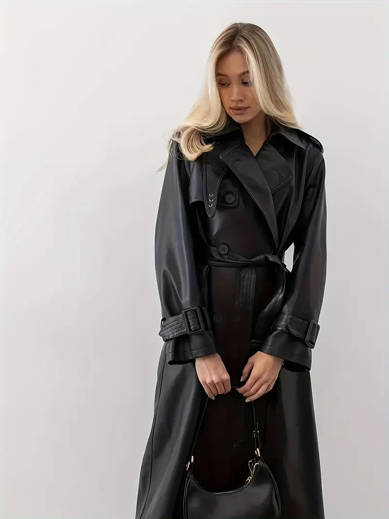 Lange trenchcoat Milou voor dames, ontworpen voor een elegante en moderne uitstraling.
