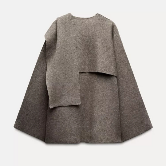 Celina | Vrouwen Asymmetrische Cape Top | Donkergrijs