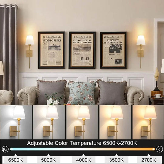 LumoFlex | Draadloze oplaadbare wandlamp | Goud