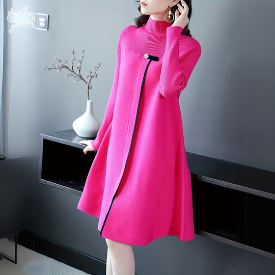 Liora | Dames Klassieke Trui Jurk | Roze