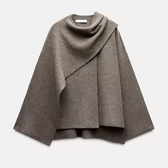 Celina | Vrouwen Asymmetrische Cape Top | Donkergrijs