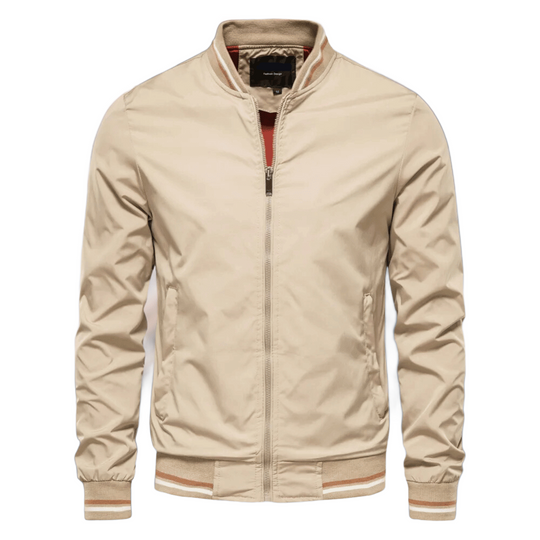 Licht heren bomberjack met ritssluiting en geribbelde boorden, ideaal voor een moderne en casual look.