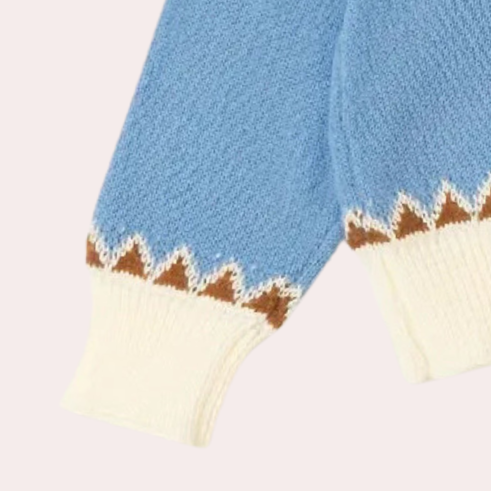 Livia| Dames Trendy Trui Met Etnisch Motief | Blauw