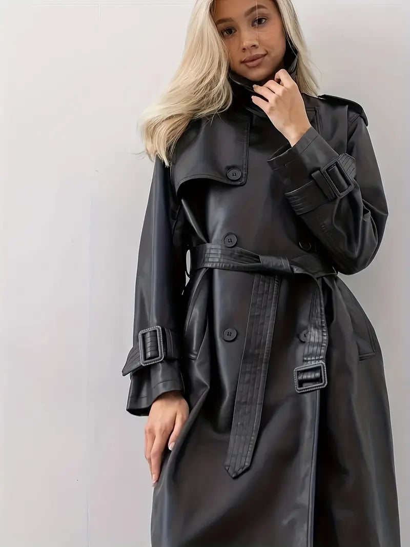 Milou Elegante Lange Dames Trenchcoat met ceintuur, perfect voor een chique en stijlvolle look.
