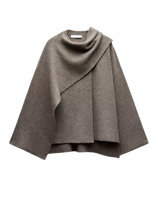 Celina | Vrouwen Asymmetrische Cape Top | Donkergrijs