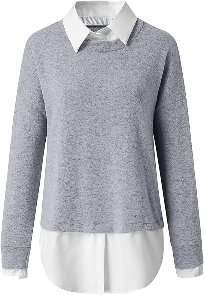 Stijlvolle sweater met ingebouwde overhemdlook.