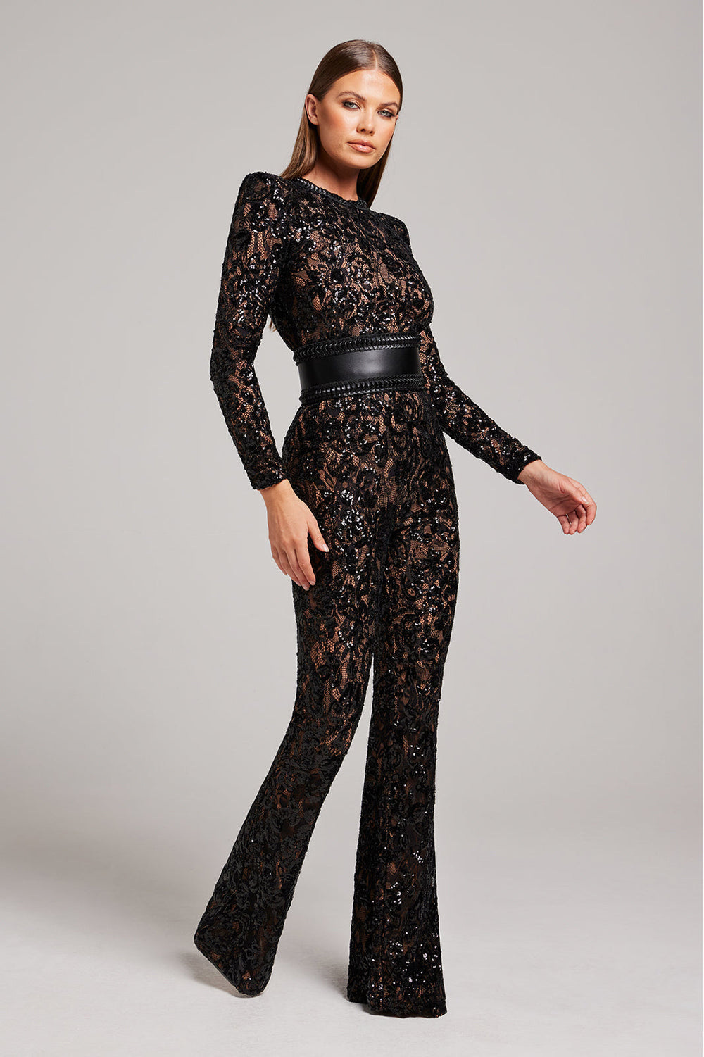 Celeste | Dames avond jumpsuit met pailletten | Zwart