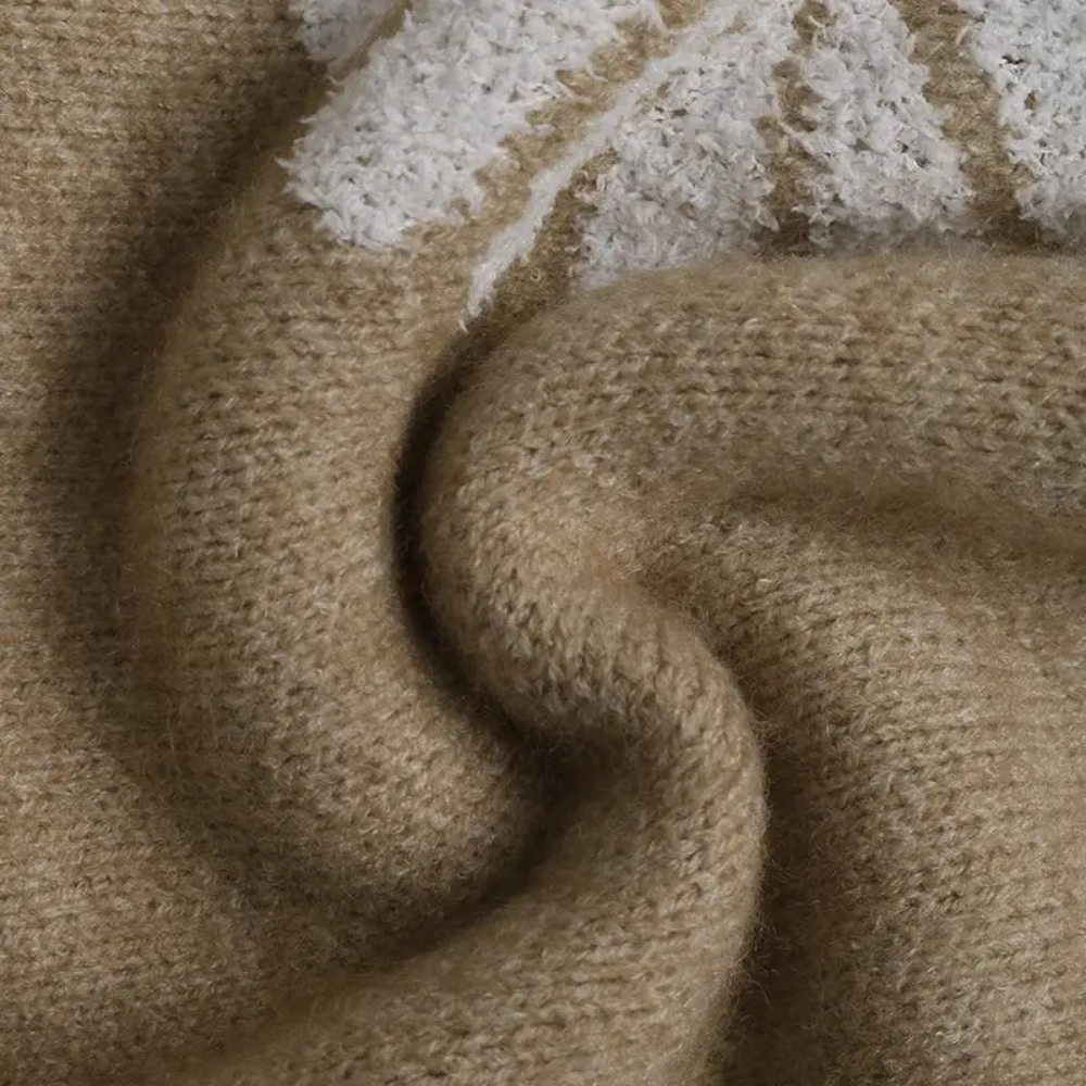 Noëlle | Dames Gebreide Trui Met Bloemmotief | Beige
