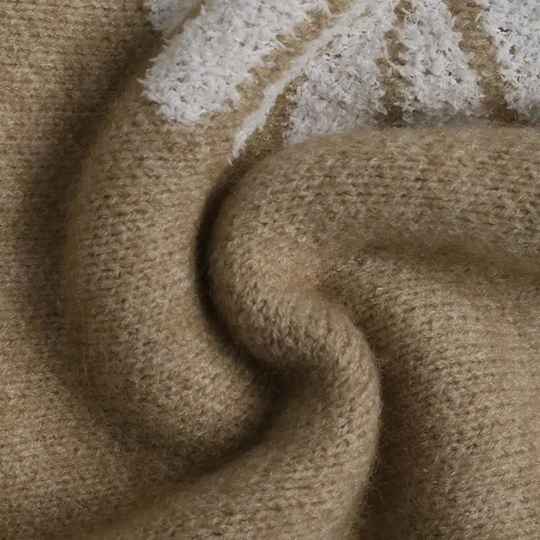Noëlle | Dames Gebreide Trui Met Bloemmotief | Beige