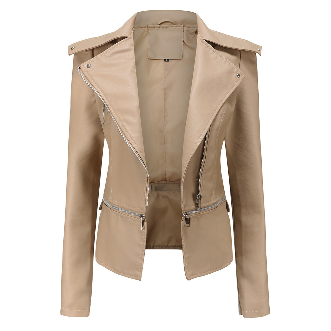 Zara - Elegante Leren Bikerjas voor Dames