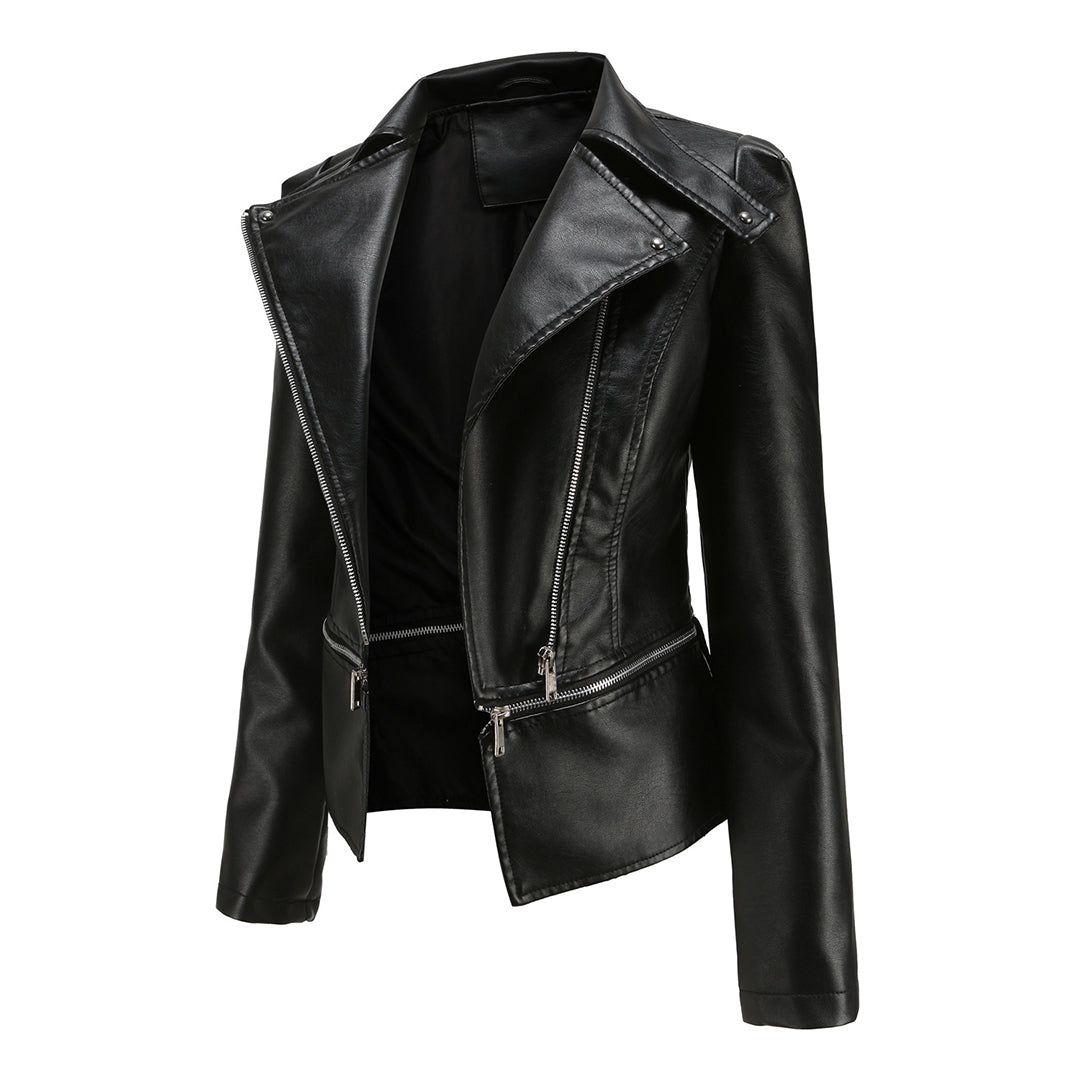 Zara - Elegante Leren Bikerjas voor Dames