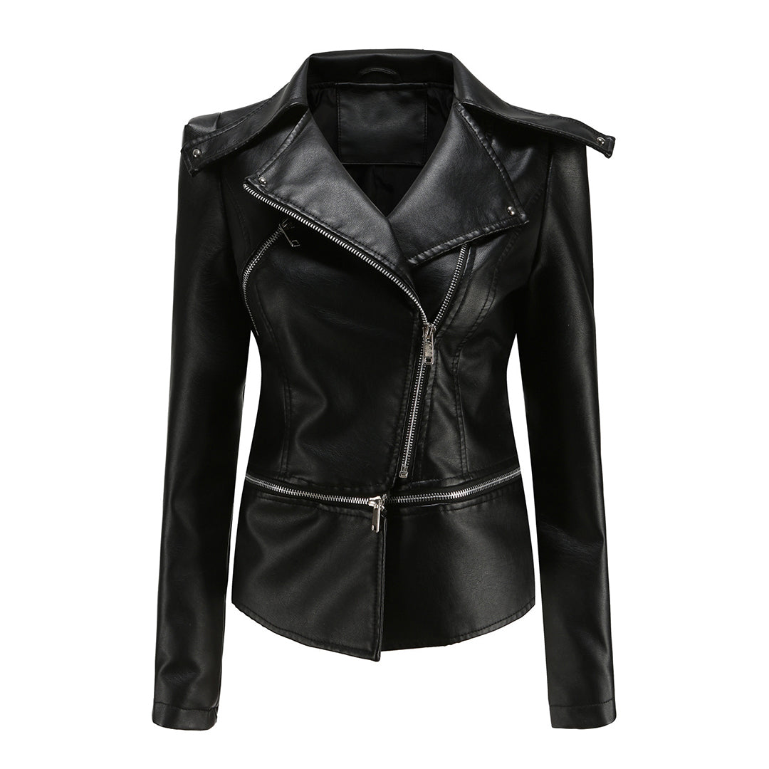 Zara - Elegante Leren Bikerjas voor Dames