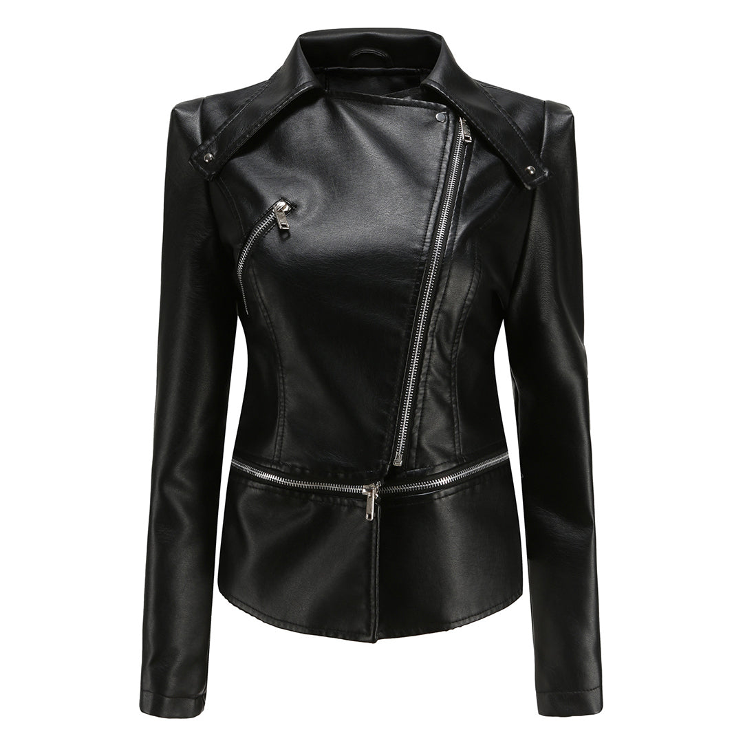 Zara - Elegante Leren Bikerjas voor Dames