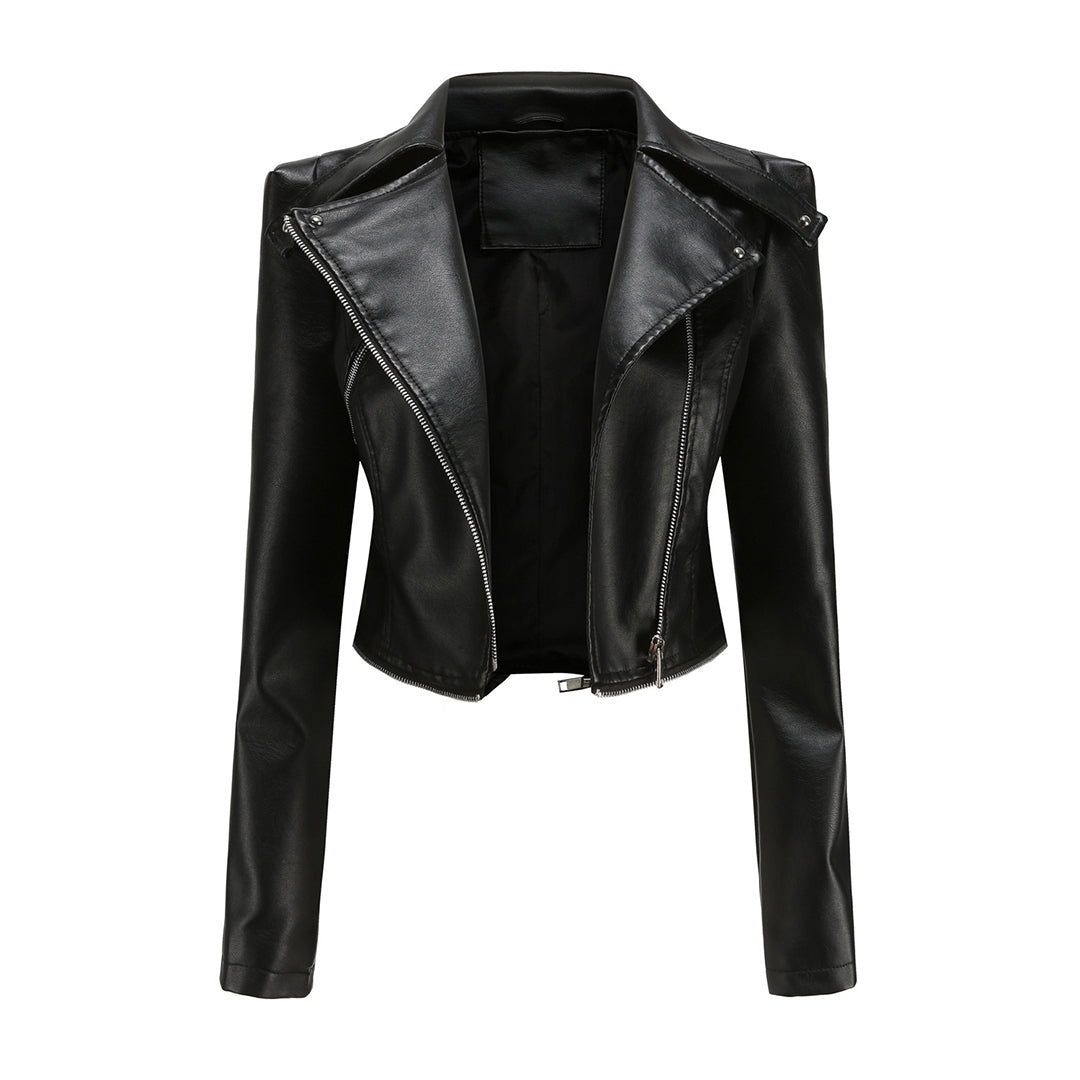 Zara - Elegante Leren Bikerjas voor Dames