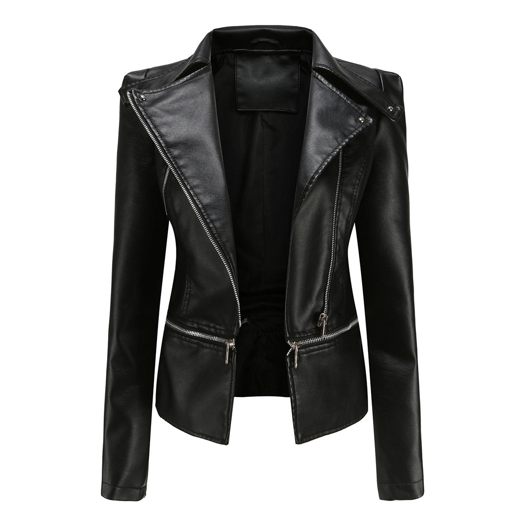 Zara - Elegante Leren Bikerjas voor Dames