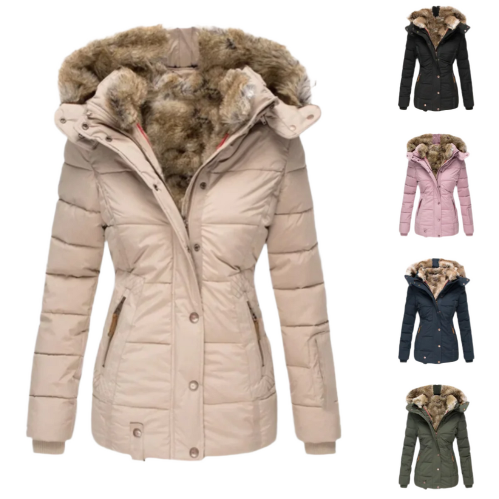 Emma - Gewatteerde Winterjas met Luxe Bontkraag