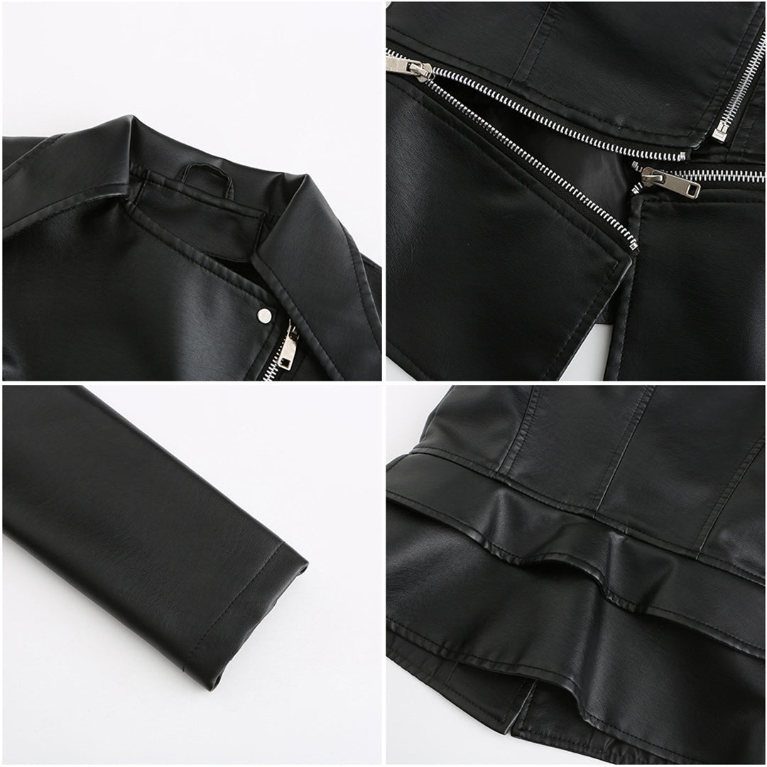 Zara - Elegante Leren Bikerjas voor Dames