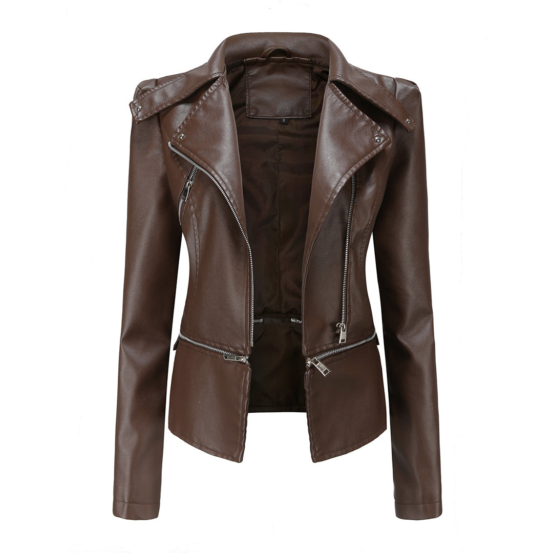 Zara - Elegante Leren Bikerjas voor Dames