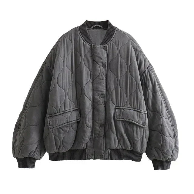 Luna | Oversized bomberjack voor dames | Grijs