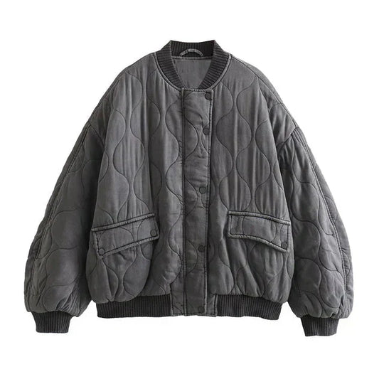 Luna | Oversized bomberjack voor dames | Grijs