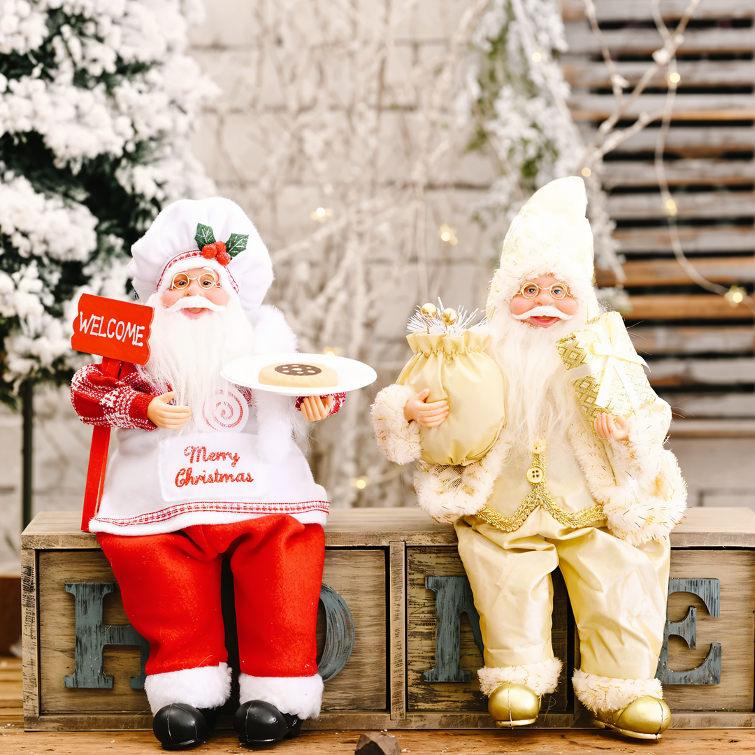 Charmante Santa-figuren voor een klassieke kerstsfeer.