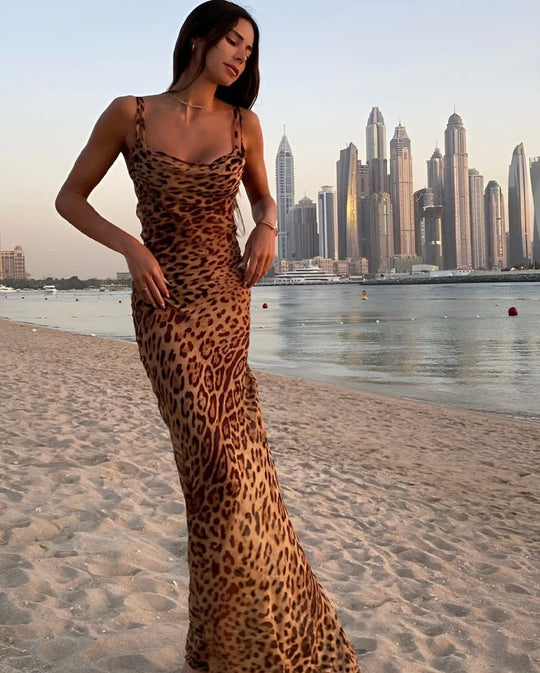 Fayen | Zomerse dames maxi-jurk met luipaardprint | Leopard