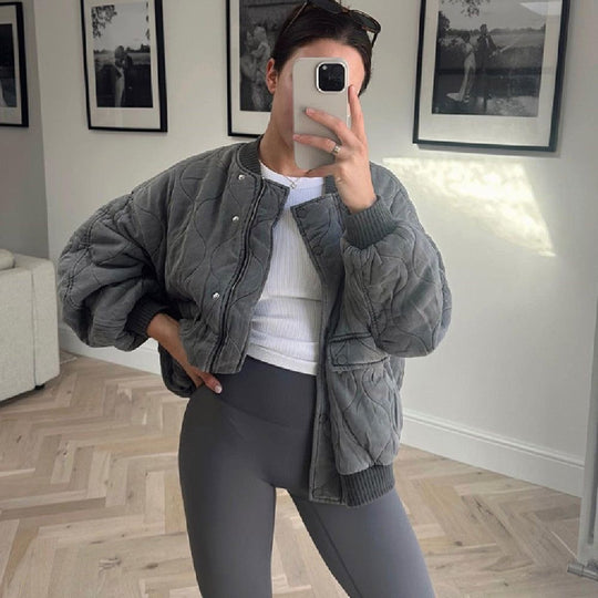 Luna | Oversized bomberjack voor dames | Grijs