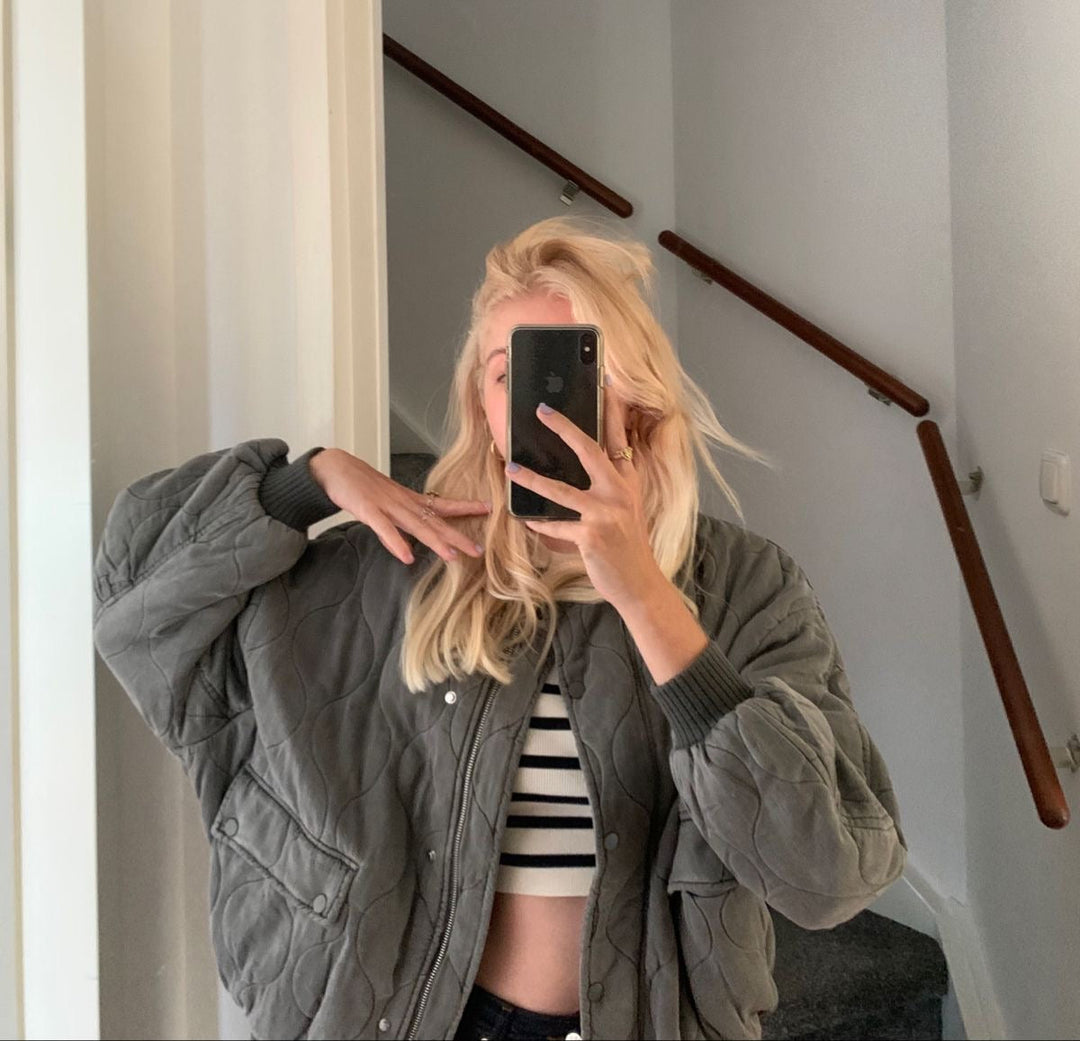 Luna | Oversized bomberjack voor dames | Grijs
