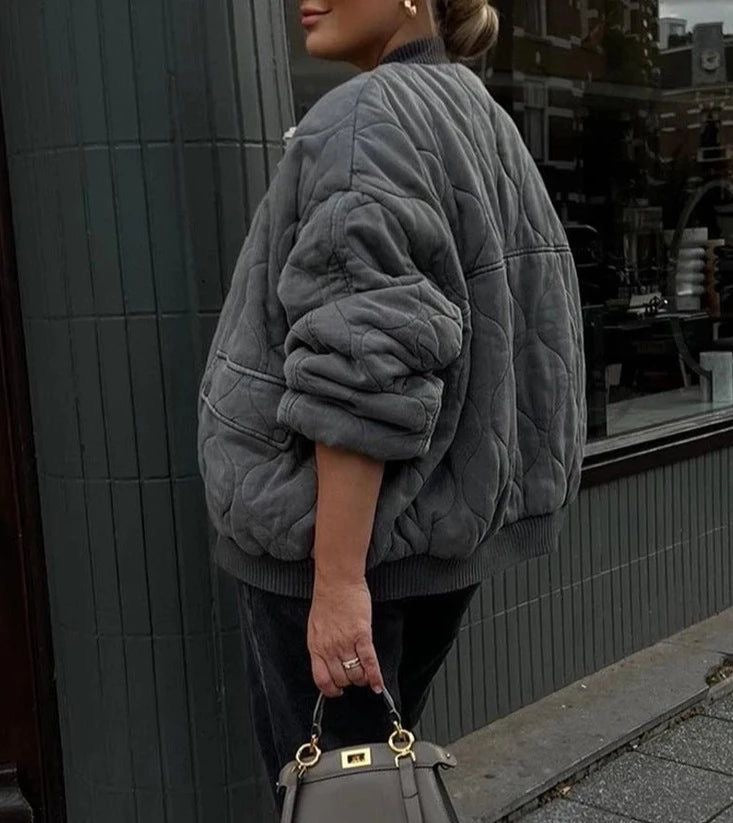 Luna | Oversized bomberjack voor dames | Grijs