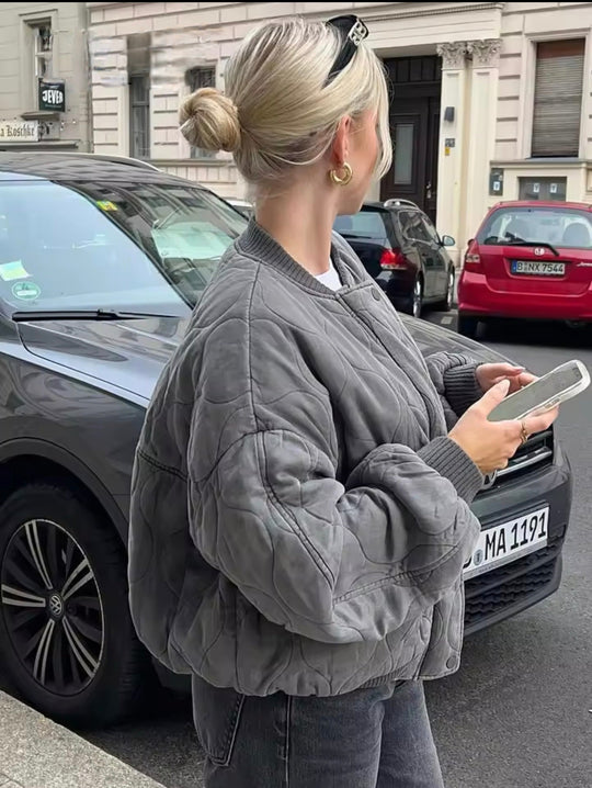 Luna | Oversized bomberjack voor dames | Grijs