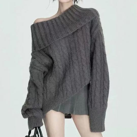 Elvira | Dames Off-Shoulder Trui | Grijs