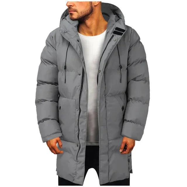 Damian | Heren Lange Gewatteerde Winterjas | Zwart