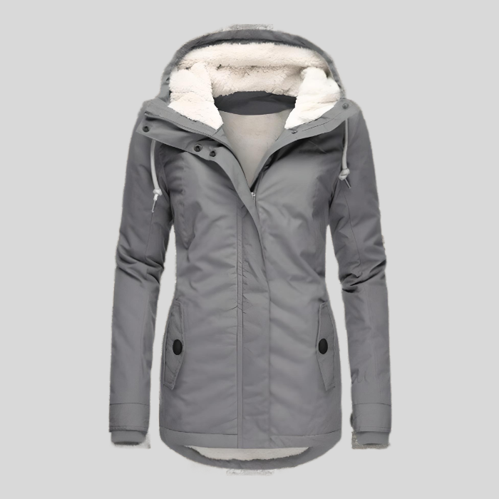 Mila - Warme Winterjas met Gewatteerd Design en Capuchon