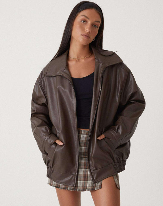 Noa | Dames Oversized Winterjas | Bruin