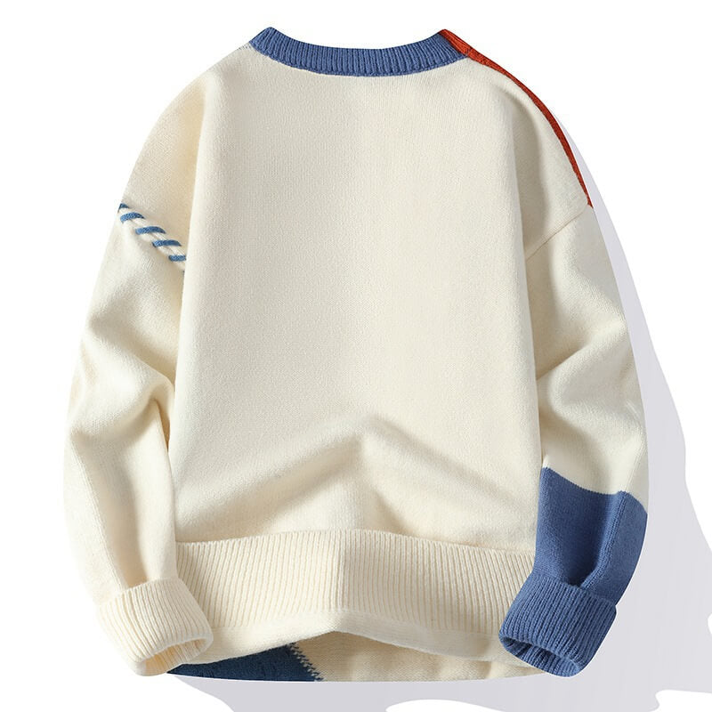 Herentrui met uniek patchworkdesign en opvallende stiksels.

