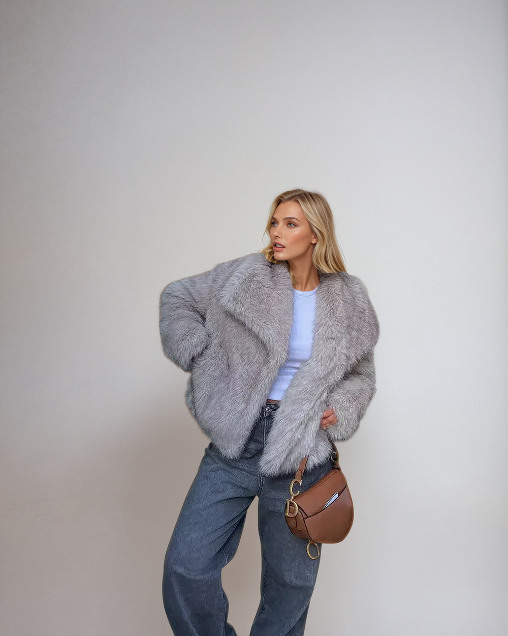 Chique en warme faux fur jas, perfect voor winterse dagen.