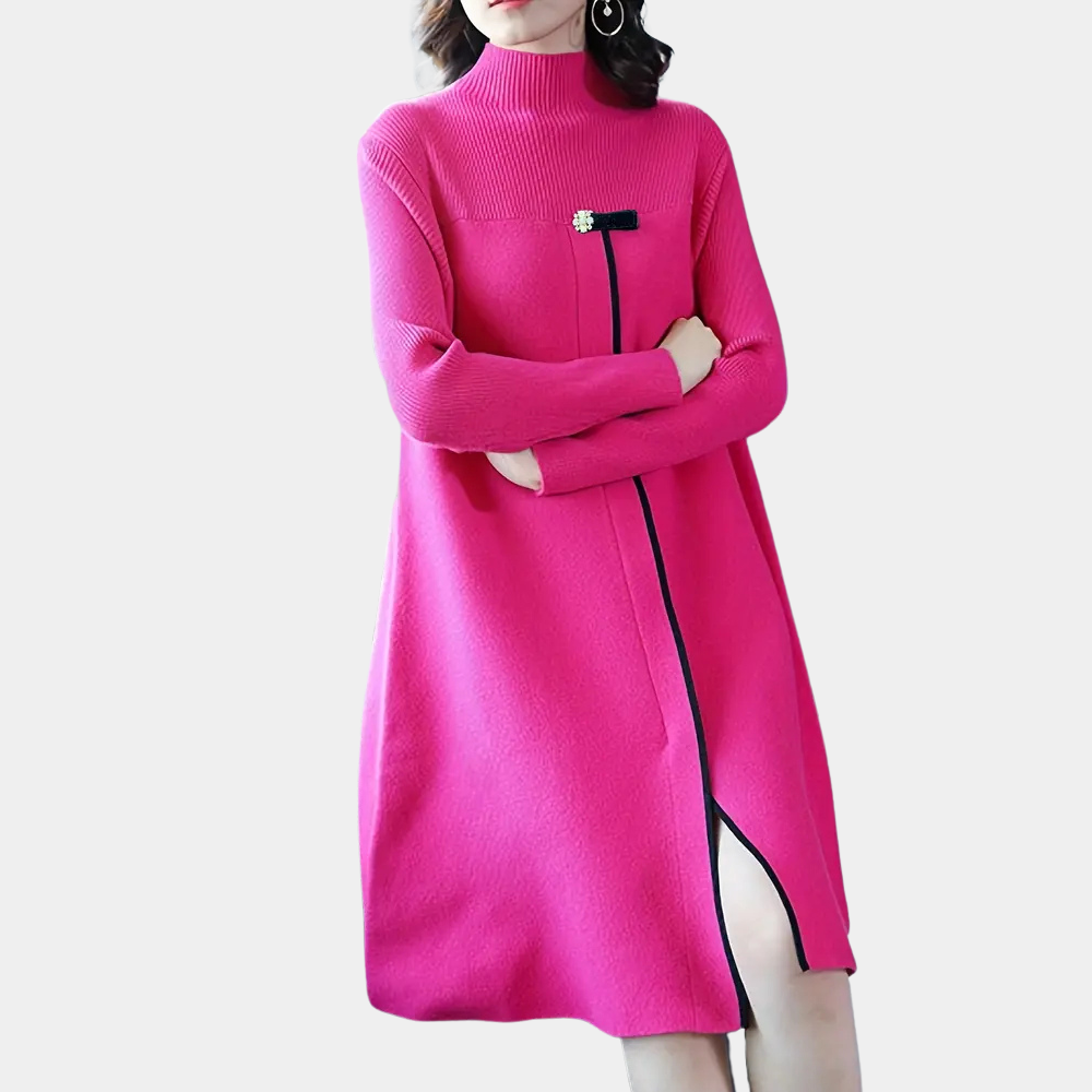Liora | Dames Klassieke Trui Jurk | Roze