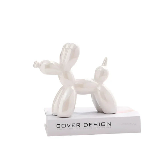 Ballo | Witte keramische ballon hond sculptuur | Wit