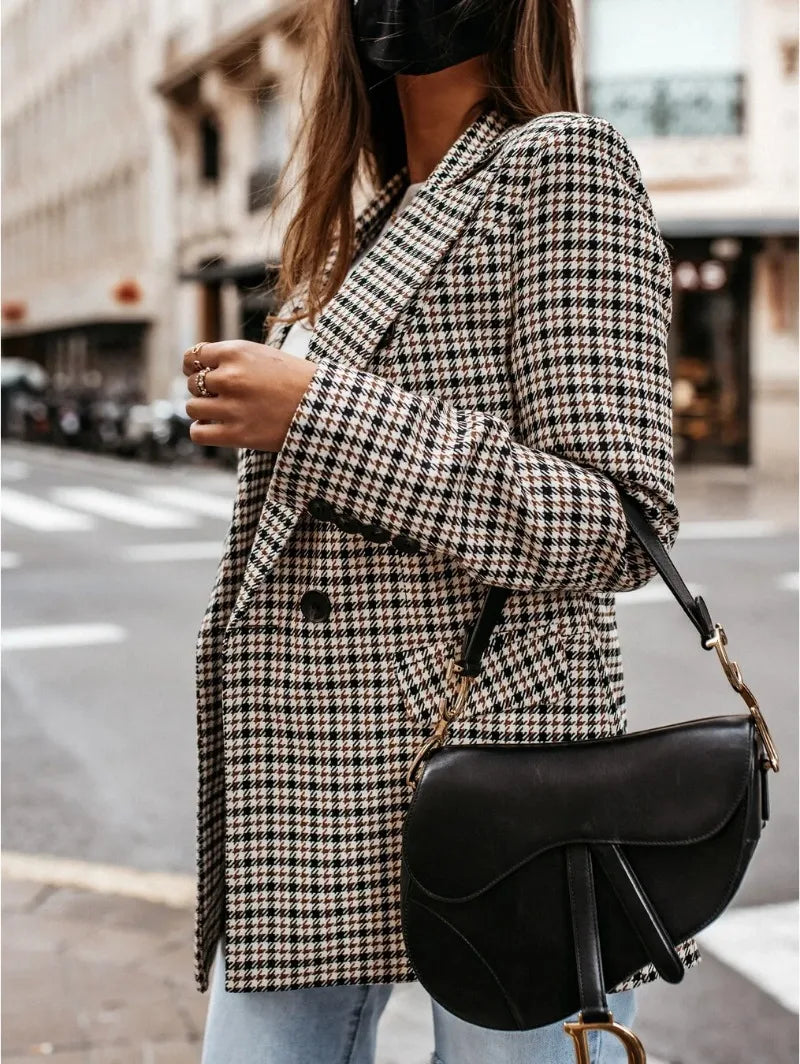 Liv | Dames geruite blazer met moderne pasvorm | Stripe