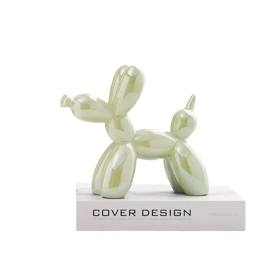 Ballo | Witte keramische ballon hond sculptuur | Wit