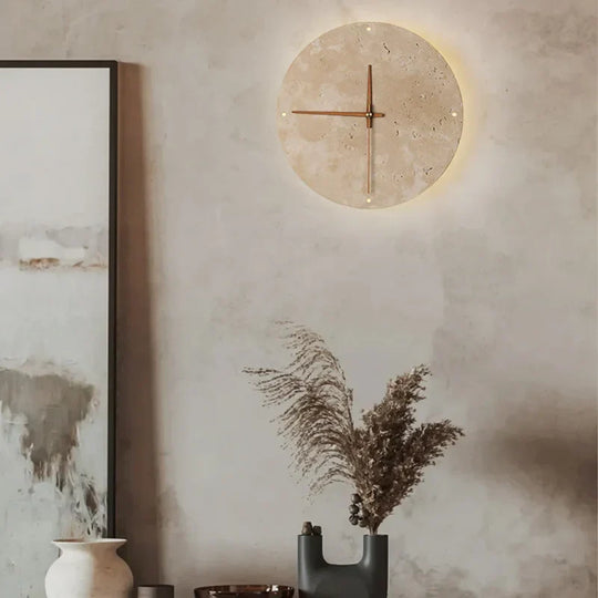 Auris | Stenen wandlamp & klok | Beige