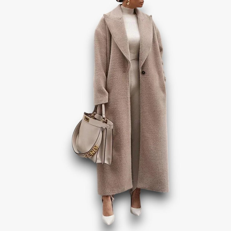 Lange elegante damesjas met een chique snit.
