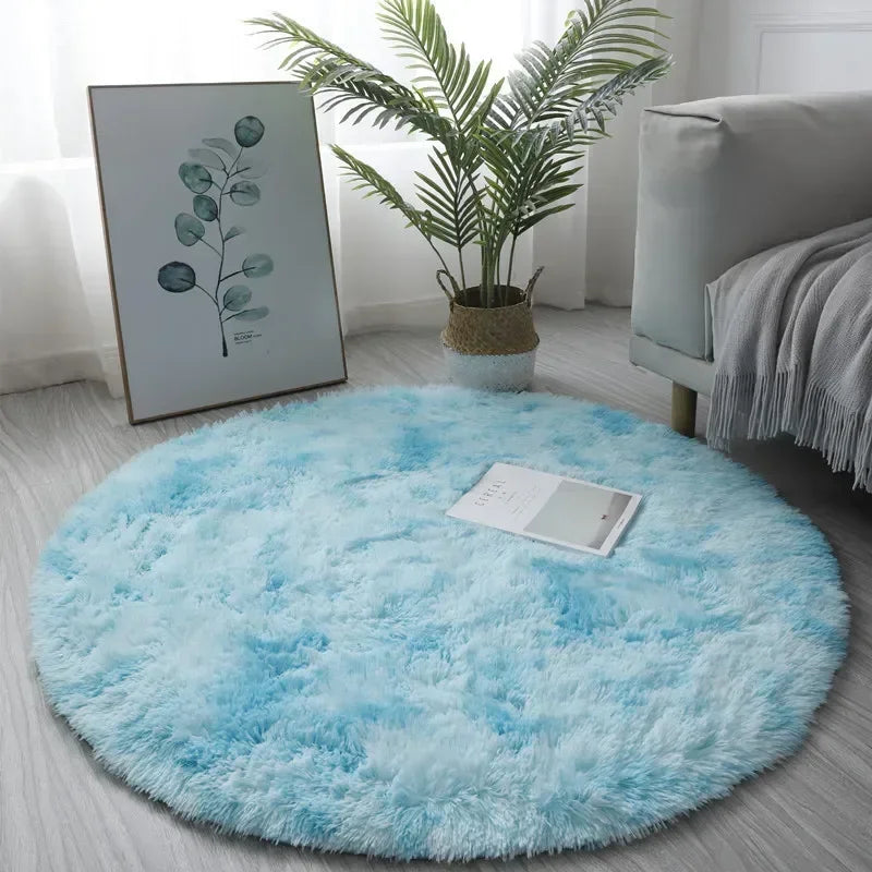 AuraMat | Zacht rond vloerkleed voor kinderen & woonkamers | Blauw