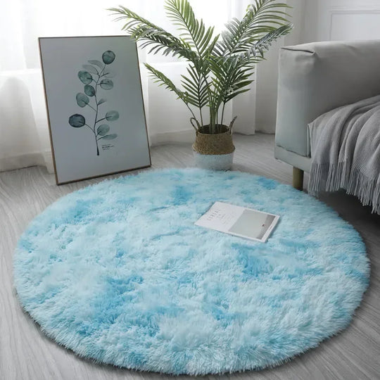 AuraMat | Zacht rond vloerkleed voor kinderen & woonkamers | Blauw